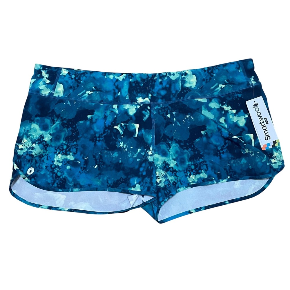 Smartwool Active‎ Lined Women's XL Running Shorts Twilight Blue Watercolor NWT